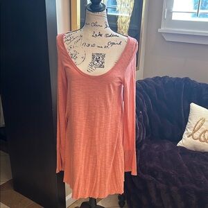 Free People Coral Scoop Neck Long Sleeve Top
